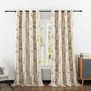 VOGOL Blackout Curtains Magnolia Design Pattern, Living Room Dining Bedroom Classic Window Curtains, Room Darkening Thermal Insulated Drapes Grommet Top, 2 Panels 52x96 (T001c1)