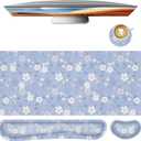 Large Mouse pad,4 in 1 Extended Keyboard Desk Mat with Wrist Rest,Non-Slip Desk Pad Protector Easy Typing Pain Relief for Home Office (Light Purple Flower)