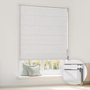 LazBlinds No Drill Cordless Roman Shades, 23'' W x 48'' H, Off White | Easy to Install, Light Blocking & Heat Insulating, Perfect for Bedrooms & Kids' Rooms
