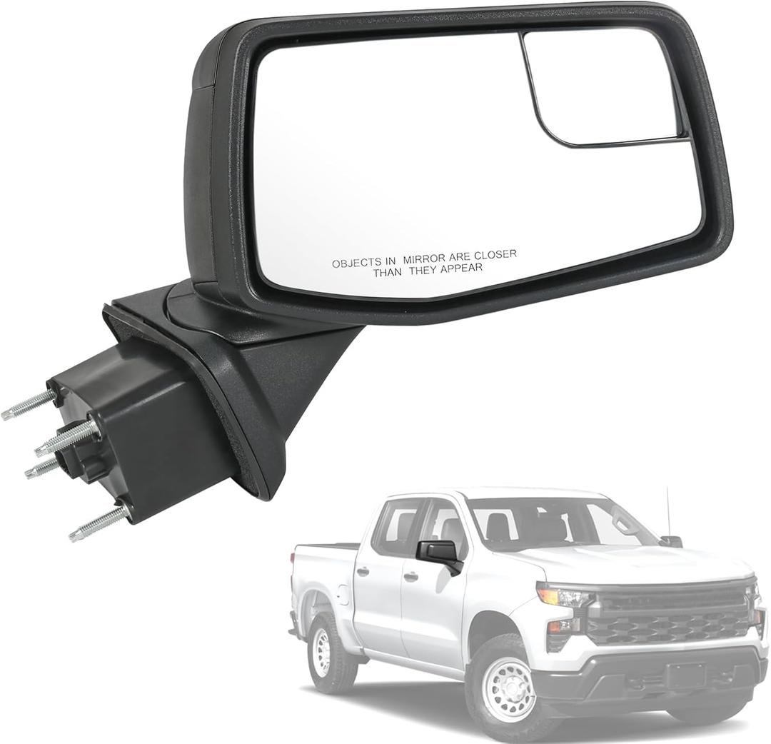 Door Mirror Passenger Right Side Replacement For Chevy Silverado 1500 2019-2024, Replace GM1321583 Black 7Pins
