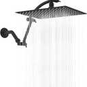 Hibbent All Metal Rain Shower Head, 12'' High Pressure Rainfall Showerhead with 16" Shower Head Extension Arm, Brass Adjustable Shower Arm Extender, Waterfall fixed Showerheads, Oil Rubbed Bronze