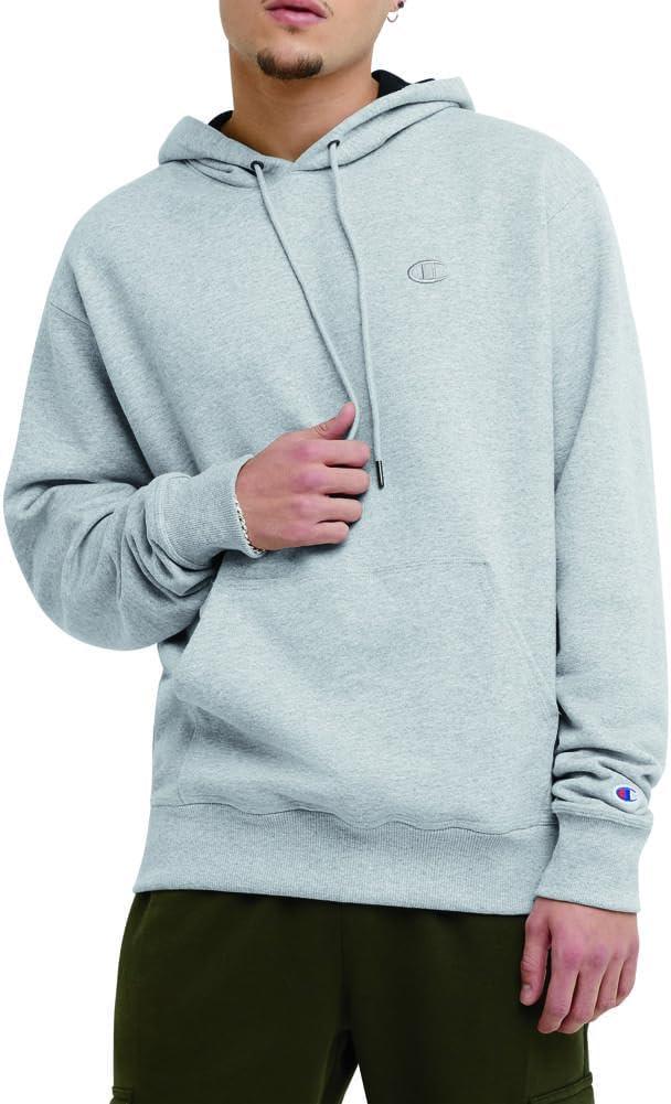 Champion Men's Pullover Fleece Hoodie, Midweight, C Logo (Reg. Or Big & Tall) (X-Large, Platinum Silver Heather)