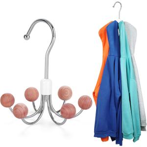 TOPIA HANGER Hoodie Hanger with 6 Cedar Balls, 360Swivel Purse Hanger, Scarf Hanger, Closet Hooks, Handbag Organizer, Bra Hanger, Accessory Organizers for Scarf, Tank top, Hat, Hoodie CT56C (1-Pack)