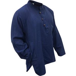 Shopoholic Fashion Plain Grandad Shirt (X-Large, Blue)