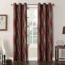 No. 918 Intersect Ogee Print Semi-Sheer Grommet Curtain Panel 2 Pack