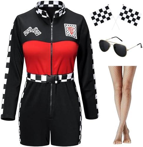 TOKYO REVENGERS Women Race Car Driver Jumpsuit Halloween Outfit Cosplay Costume With Accessories Set(Red, 5XL)