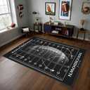Football Rug for Boys Bedroom,5'x7' Football Field Rugs with Non-Slip Backing,Sports Area Rug for Living Room and Game Room Decor (Black)