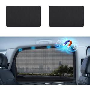 Aokway Magnetic Car Window Shades, 2Pcs Double-Layer UV Protection Car Curtains for Rear Side Window Sun Shade, Universal Fit for Baby, Driver (Black, Rear 2pcs)