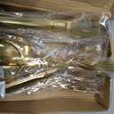 ZLMTZDJD 20 PCS Serving Utensil Set - Stainless Steel Complete Buffet Catering Utensils for Summer BBQ, Grilling, Picnic, Parties & Family Gatherings - Outdoor Serving Set (Gold)