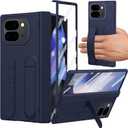 for Google Pixel 9 Pro Fold Case with Wrist Strap, All-Inclusive Hand Strap Case with Kickstand Hinge Protection Screen Protector Raised Edge Protective Cover for Google Pixel 9 Pro Fold Blue