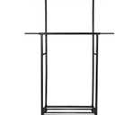 Fishat Stand Portable Black Double Rods Garment Clothes Rack with Rolling and Lockable Wheels Mobile, 48" W x 15" D x 67" H, Metal Simple Hanging Clothes with 2 Hook