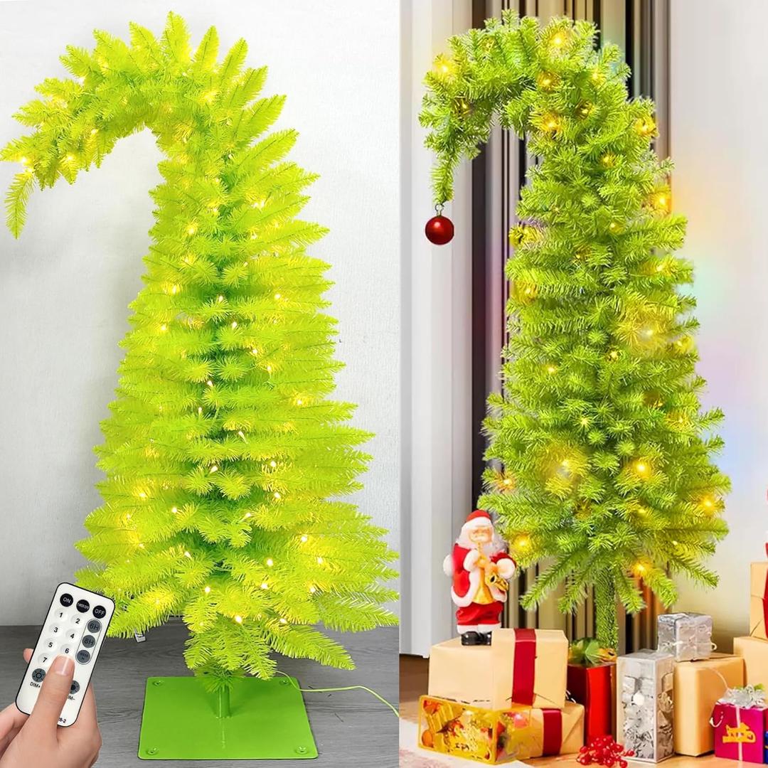 5.8FT Prelit Christmas Tree - Artificial Christmas Tree with Timer Remote for Indoor Holiday Decor - Xmas Tree for Home, Office, Living Room, Kitchen (A-Light Green) (A-Light Green, 5.8 FT)