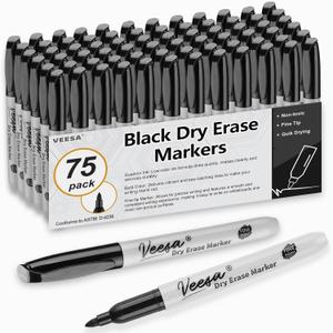 Dry Erase Markers Black, Fine Tip, 75 Pack Low-Odor Whiteboard Marker Pens, Home School Supplies, Office Series Dry Erase Markers Black, Fine Tip, 75 Pack Low-Odor Whiteboard Marker Pens, Home School Supplies, Office Series