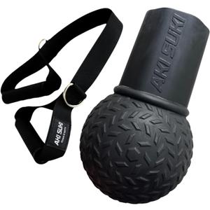 Landmine Attachment for Barbell, with Portable Strap Handle Accessory, Barbell Ball for Press Row Spin Split Squats, Durable Rubber Landmine Bomb Attachment, Fits 2 Inch Olympic Bars