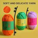 2 x 3 Pack (3 x 50g) Crochet Yarn with Crochet Hook - Worsted Medium Yarn for Crocheting - Easy-to-See Stitches Cotton-Nylon Blend Beginner Knitting Yarns for Adults and Kids (Milky White)