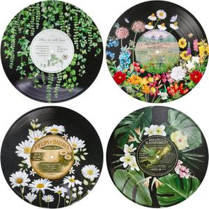 Ujktvba 4-Pack Botanical Wall Art Wood 12-Inch,Music Posters for Room Decor Aesthetic,High-Resolution Printed MDF Cool Wall Decor for Bedroom,Living Room,Funky Home