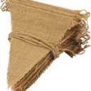 GCQQ 60 Pcs Blank Burlap Pennant Banner Flags 65FT Brown Fall Burlap Sign Banners Garland 5"x6.5" for Thanksgiving Holiday Wedding Baby Shower Birthday Party Pre-Strung DIY Customizable Banner