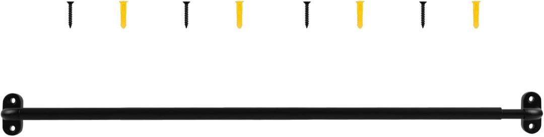TYRON 1 Pack Screwed Sash Curtain Rod Adjustable 18-30 Inch, 3/8 In. Diameter, French Door Curtain Rods, Cafe Window Rod (Black)