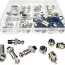 Lsgoodcare 60Pcs 2Pin 3Pin 4Pin 5Pin 6Pin 12mm GX12 Thread Male Female Panel Metal Aviation Wire Connector Plug Assortment Kit with Aviation Caps