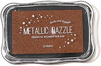 Metallic Ink Pads for Rubber Stamps, Washable Stamp Ink Pad, Ink Pads for Stamping, Embossing Craft Ink Pad Stamps Partner DIY Color for Wedding Card Making Scrapbook Wood Paper, Copper