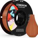 Comgrow PETG 3D Printer Filament 1.75mm, High Precision and Tough 3D Printer Filament 1kg (2.2LBS), Dimensional Accuracy +/- 0.02 mm, Fit Most 3D Printers Brown