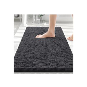 Smiry Luxury Chenille Bathroom Rugs 30x20, Extra Soft and Absorbent Shaggy Bath Mat, Machine Washable, Non-Slip Plush Carpet Runner for Tub, Shower, and Floor, Home Decor Accessories, Charcoal Grey