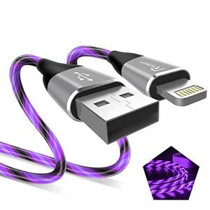 Light up iPhone Charger Cord, LED Lightning Cables 1 Pack | Apple MFi Certified | USB Fast Charging Cord for Apple iPhone 13 12 11 Pro Max XR XS X/8Plus/7Plus/6Plus/5s/5c/iPad More (Purple, 6ft)