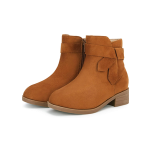 PiePieBuy Kids Girls Tie Knot Ankle Boots Chunky Low Block Heel Chelsea Dress Booties Winter Shoes With Zipper, Size 1
