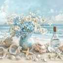 Clendo Beach Paint by Numbers Kit for Adults- Flower Coastal Adult Paint by Number Kits on Canvas, DIY Beach Scene Acrylic Oil Number Painting Kits Arts Crafts for Adults(16 x 20 Inch) (MT22665)