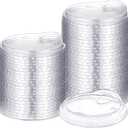 Ziliny 25 Count 98mm/3.86inch Strawless Sipper Lids, Clear Pet Lids for Plastic Cup Disposable Cover for 12, 16, 18 & 20 oz Cold Brew, Coffee, Beer, Cocktail, Beverage, Milkshake Cups (Style1)