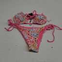 ZAFUL Women's Triangle Bikini Floral String Bikini Set Two Piece Swimsuit Bathing Suits (Medium, 2-coral Pink)