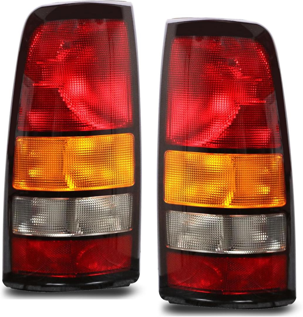 Nakuuly Tail Lights Compatible With 1999-2002 Chevy Silverado 1999-2006 GMC Sierra 1500 2500 3500 1500 HD 2500HD Driver and Passenger Side Taillights Rear Lamp without Bulb (Black Border)