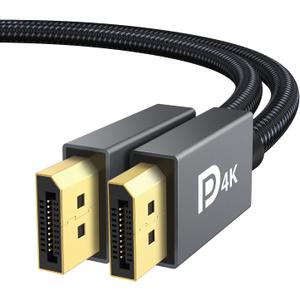 IVANKY 6.6ft DisplayPort 1.2 Cable 2-Pack, Nylon Braided DP to DP, Supports 2K@165Hz and 4K@60Hz, Compatible with PC, Laptop, TV - Grey