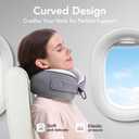 KPNEOL Travel Pillow, 100% Pure Memory Foam Travel Neck Pillow Airplane Neck Support Ergonomic Design for Traveling Suitable for Airplanes,Offices and Cars-Cooling Silk Grey Cover