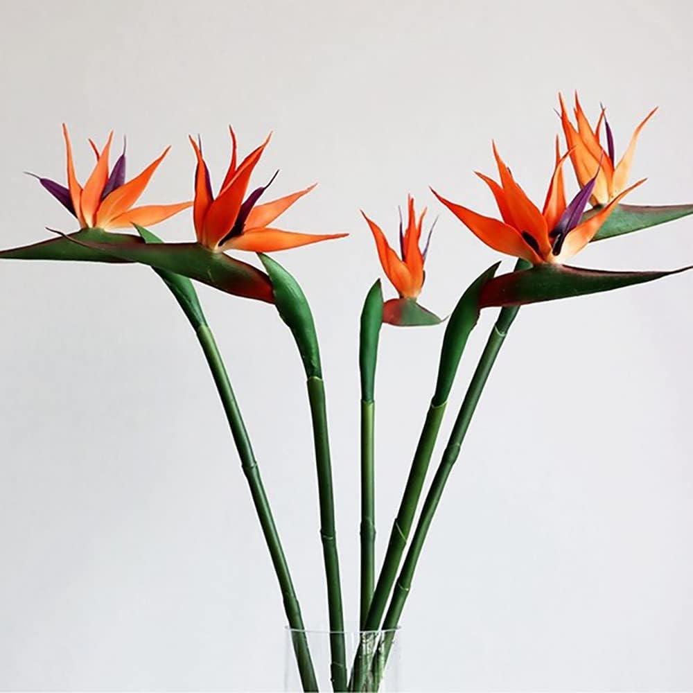 Artificial Flowers Bird of Paradise Greenery Plants Indoor Outside Garland Home Garden Office Verandah Wedding Decorations 6pcs (Yellow, 6 Pack)