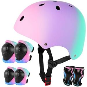 Kids Bike Helmet for 8-14+ Age Girls and Boys, Kids Helmet with Knee Pads Elbow Pads Wrist Guards,Ventilation Multi-Sport Scooter Roller Skate Rollerblading Skateboarding Climbing Cycling