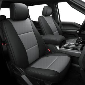 AOMSAZTO Seat Covers for Ford F150 XL XLT: 2015-2026 SuperCrew & F250 F350 F450 2017-2026 Super Duty Crew Cab XL XLT, Custom Fit Full Set Faux Leather (New Gray Black)