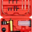 JoyFans 2 in 1 Hand Vacuum Pump Brake Bleeder Kit, One-Man Brake Clutch Fluid Power Steering Fluid Bleeding System Tester Tool for Automotive Motorcycle Car & Kitchen Food Canning Use (Red)
