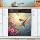 susiyo Hummingbird and Flowers Dishwasher Magnet Cover Reusable Dishwasher Cover Front Refrigerator Cover Front Panel Cover for Home Cabinet Decals Appliances Stickers 23x26 Inch