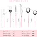 Astercook Silverware Set with Steak Knives 24-Piece Flatware Set for 4 Food-Grade Stainless Steel Pink Cutlery Set Mirror Polished Utensils Set Include Spoons and Forks for Home Kitchen Restaurant