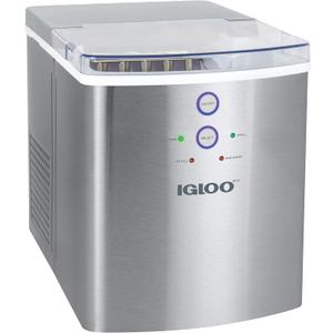 Igloo Electric Countertop Ice Maker Machine - Automatic and Portable - 33 Pounds in 24 Hours - Icecube Maker - Plastic Scoop and Basket - Ideal for Iced Coffee and Cocktails - Stainless Steel