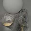 KCO Lighting Mid Century Modern Milk Glass Pendant Light Large White Globe Hanging Light Gold Ceiling Light Fixture 1 Light Pendant Lighting Brushed Brass Hanging Light Fixture