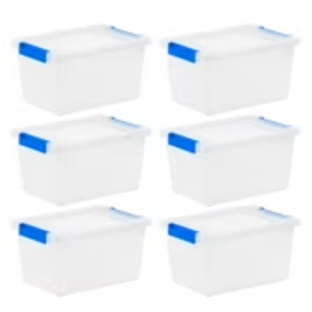 4.3 Qt. Plastic Storage Bins with Lids, Clear Containers, Latching Totes 6Pk