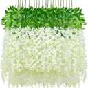 Waipfaru 12 Pack Wisteria Hanging Flowers, 3.6 Feet/Pcs White Wisteria Artificial Flowers, Fake Hanging Vines for Bedroom Wedding Home Party Wall Decoration