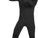 UTEBIT XXL Full Bodysuit Unisex Spandex Stretch Adult Costume Zentai Disappearing Man Body Suit (Open Face Black)