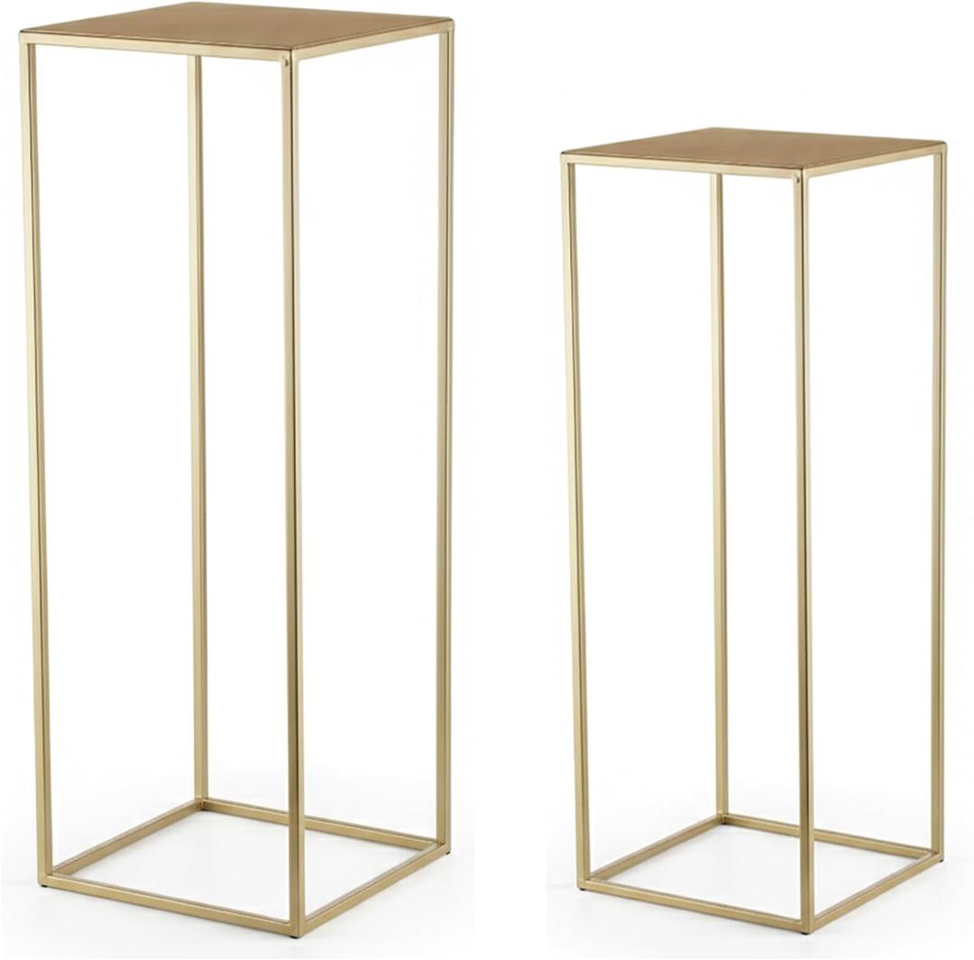 Pack of 2 Already Installed Gold Plant Stand indoor stable steel frame Flower Stands drink table for party wedding Centrepieces Living Room Patio Garden (Gold)