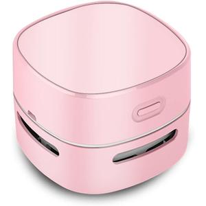 ODISTAR Desktop Vacuum Cleaner, Mini Table dust Sweeper Energy Saving,High Endurance up to 400 mins,360º Rotatable Design for Keyboard/Home/School/Office (Pink Charging)