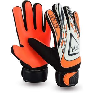 Soccer Goalie Goalkeeper Gloves for Kids Boys Children Football Gloves with Strong Grips Palms (Size 5 suitable for 9 to 12 years old, Black/Orange)