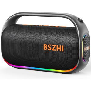 80W(120W Peak) Bluetooth Speaker Loud, Portable IPX6 Waterproof Bluetooth Speakers Wireless TWS for Outdoor, Party, Travel, and Beach Camping with Light, BT5.0, USB/TF Card, AUX (Black)