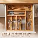 Liviys Cutlery Drawer Organizer for Kitchen Utensils, 13-20 Inches Expandable Bamboo Utensil Tray, Large Wooden Silverware Organizer Insert for Kitchen Drawers